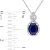 Thumbnail Image 3 of Blue Sapphire & Diamond Necklace 1/6 ct tw Oval/Round-Cut 10K White Gold 17"