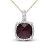 Thumbnail Image 0 of Garnet & Diamond Necklace 1/10 ct tw Cushion/Round-Cut 10K Yellow Gold 17"