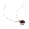 Thumbnail Image 2 of Garnet & Diamond Necklace 1/10 ct tw Cushion/Round-Cut 10K Yellow Gold 17"