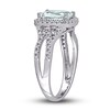 Thumbnail Image 3 of Aquamarine & Diamond Ring 1/6 ct tw Cushion/Round-Cut 10K White Gold
