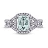 Thumbnail Image 4 of Aquamarine & Diamond Ring 1/6 ct tw Cushion/Round-Cut 10K White Gold