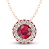 Thumbnail Image 1 of Lab-Created Ruby & White Lab-Created Sapphire Necklace 10K Rose Gold 18"