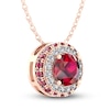 Thumbnail Image 3 of Lab-Created Ruby & White Lab-Created Sapphire Necklace 10K Rose Gold 18"