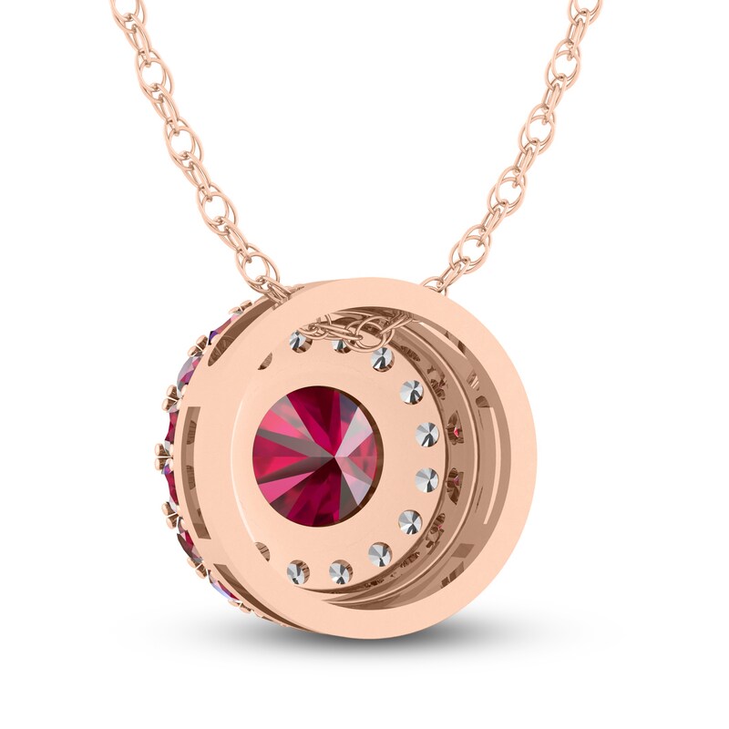 Main Image 4 of Lab-Created Ruby & White Lab-Created Sapphire Necklace 10K Rose Gold 18"
