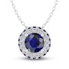 Thumbnail Image 0 of Blue/White Lab-Created Sapphire Necklace 10K White Gold 18"