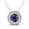Thumbnail Image 1 of Blue/White Lab-Created Sapphire Necklace 10K White Gold 18"