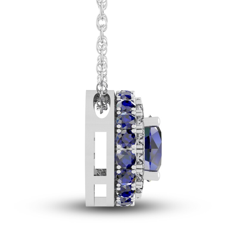 Main Image 2 of Blue/White Lab-Created Sapphire Necklace 10K White Gold 18"