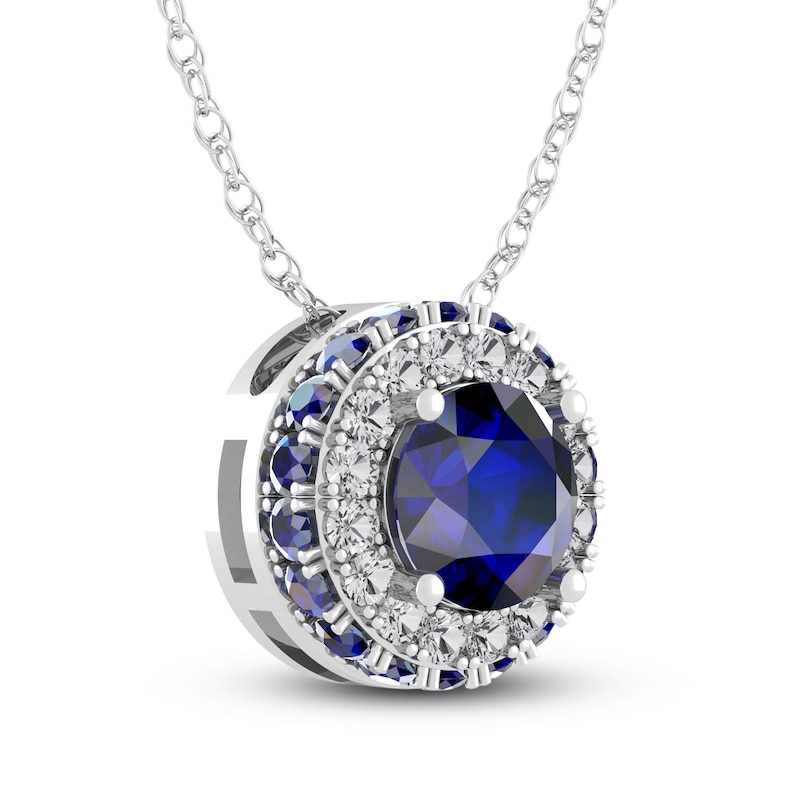 Blue/White Lab-Created Sapphire Necklace 10K White Gold 18"