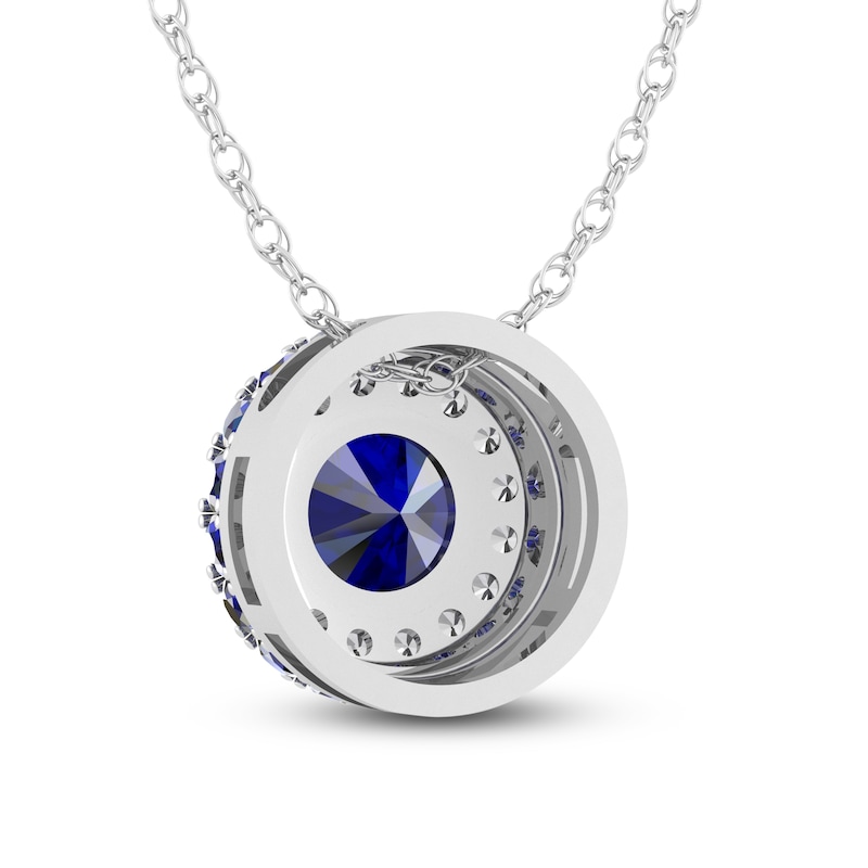 Main Image 4 of Blue/White Lab-Created Sapphire Necklace 10K White Gold 18"