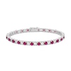 Thumbnail Image 1 of Lab-Created Ruby & White Lab-Created Sapphire Bracelet Sterling Silver 7.5"
