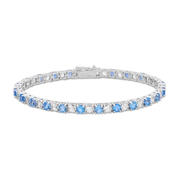 Swiss Blue Topaz & White Lab-Created Sapphire Bracelet Sterling Silver 7.5&quot;