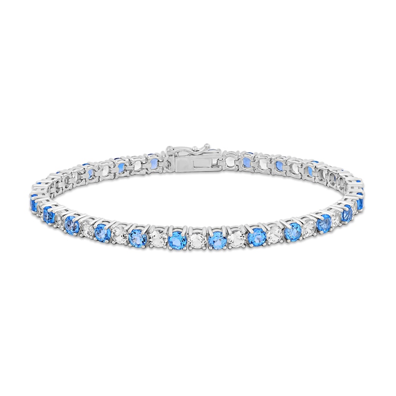 Swiss Blue Topaz & White Lab-Created Sapphire Bracelet Sterling Silver ...