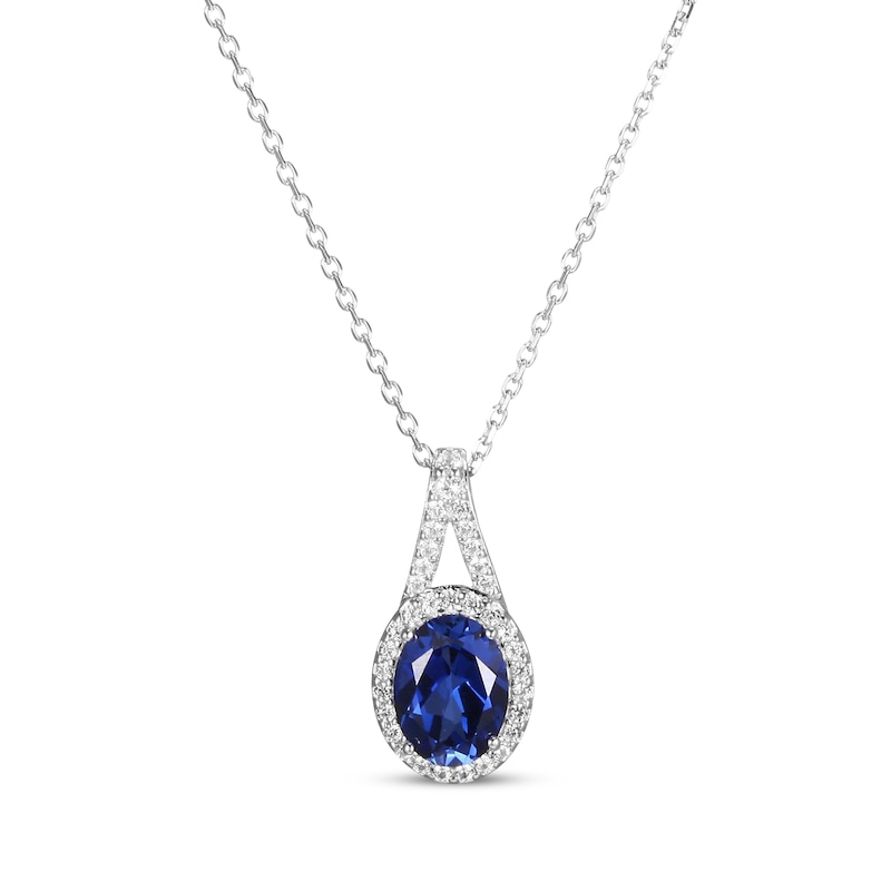 Main Image 2 of Blue & White Lab-Created Sapphire Boxed Set Sterling Silver - Size 7