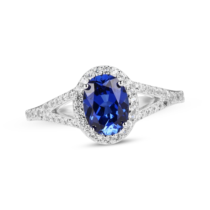 Main Image 3 of Blue & White Lab-Created Sapphire Boxed Set Sterling Silver - Size 7
