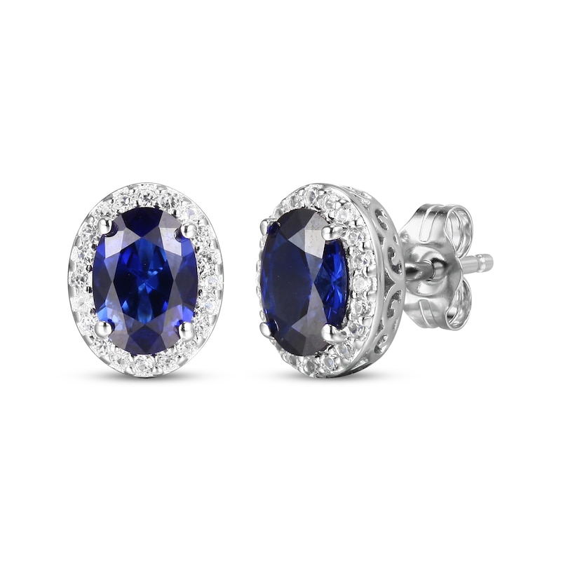Main Image 4 of Blue & White Lab-Created Sapphire Boxed Set Sterling Silver - Size 7