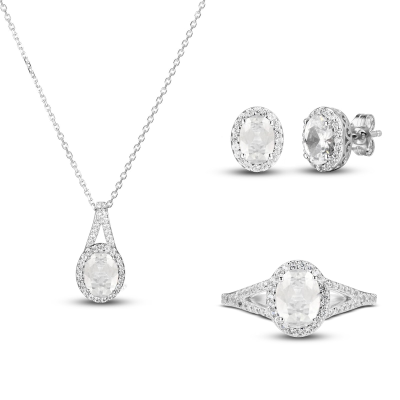 Main Image 1 of White Lab-Created Sapphire Boxed Set Sterling Silver - Size 7