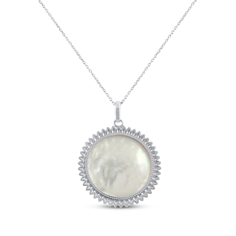 Main Image 2 of Mother of Pearl & Blue Lab-Created Sapphire Necklace Sterling Silver 18"