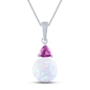 Thumbnail Image 1 of Lab-Created Opal & Pink Lab-Created Sapphire Necklace Sterling Silver 18"