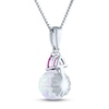 Thumbnail Image 3 of Lab-Created Opal & Pink Lab-Created Sapphire Necklace Sterling Silver 18"