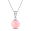 Thumbnail Image 1 of Peach Lab-Created Opal & White Lab-Created Sapphire Necklace Sterling Silver 18"