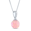 Thumbnail Image 2 of Peach Lab-Created Opal & White Lab-Created Sapphire Necklace Sterling Silver 18"