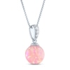 Thumbnail Image 1 of Peach Lab-Created Opal & White Lab-Created Sapphire Necklace Sterling Silver 18"