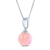 Thumbnail Image 2 of Peach Lab-Created Opal & White Lab-Created Sapphire Necklace Sterling Silver 18"