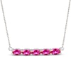 Thumbnail Image 1 of Lab-Created Ruby Bar Necklace Sterling Silver 18"