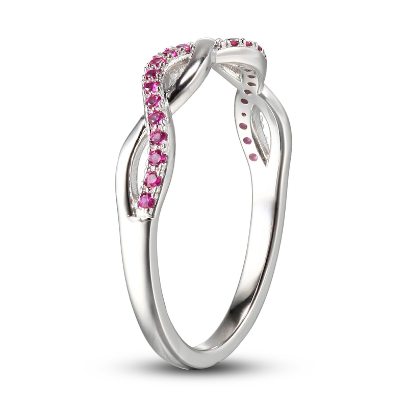 Main Image 3 of Lab-Created Ruby Crisscross Ring Sterling Silver