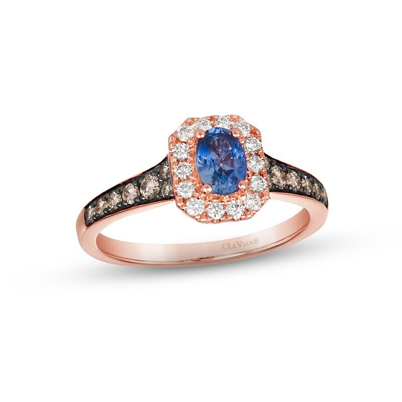 Le Vian Sapphire Ring 1/5 ct tw Diamonds 14K Strawberry Gold
