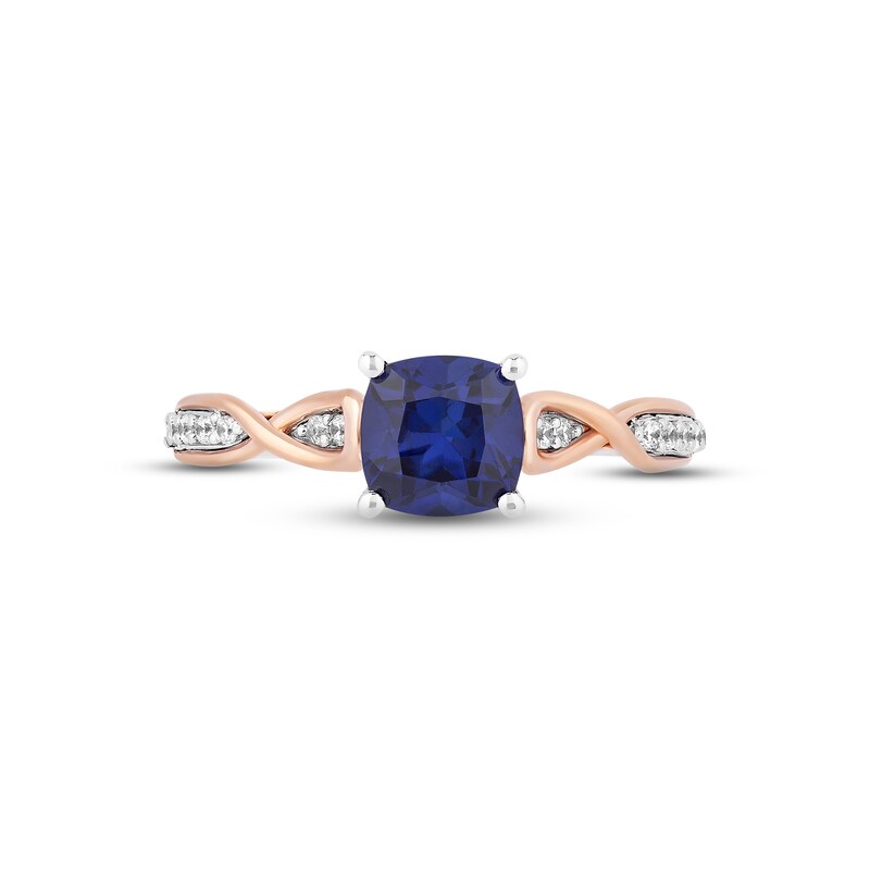 Hallmark Diamonds Blue Lab-Created Sapphire Promise Ring 1/10 ct tw Sterling Silver & 10K Rose Gold