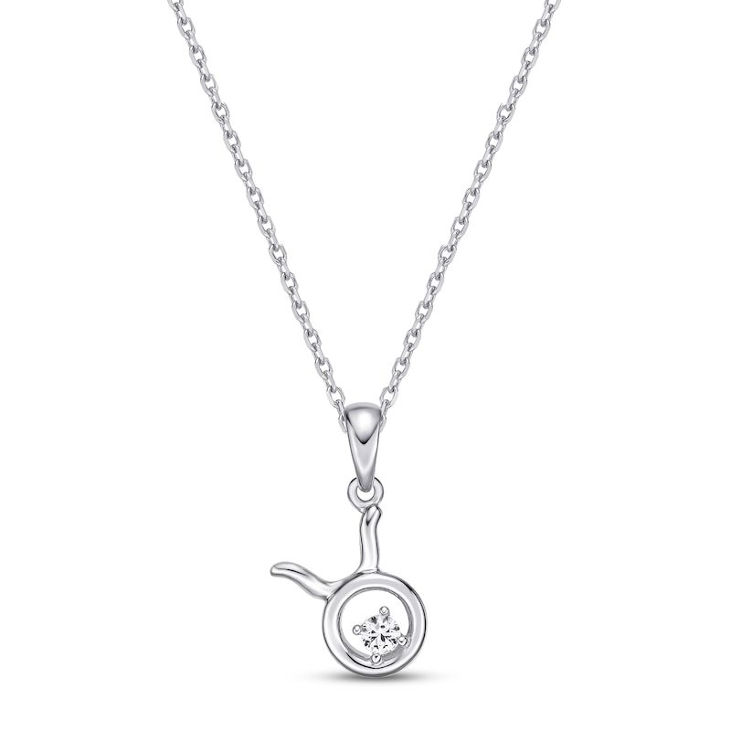 Main Image 1 of White Lab-Created Sapphire Taurus Zodiac Necklace Sterling Silver 18"