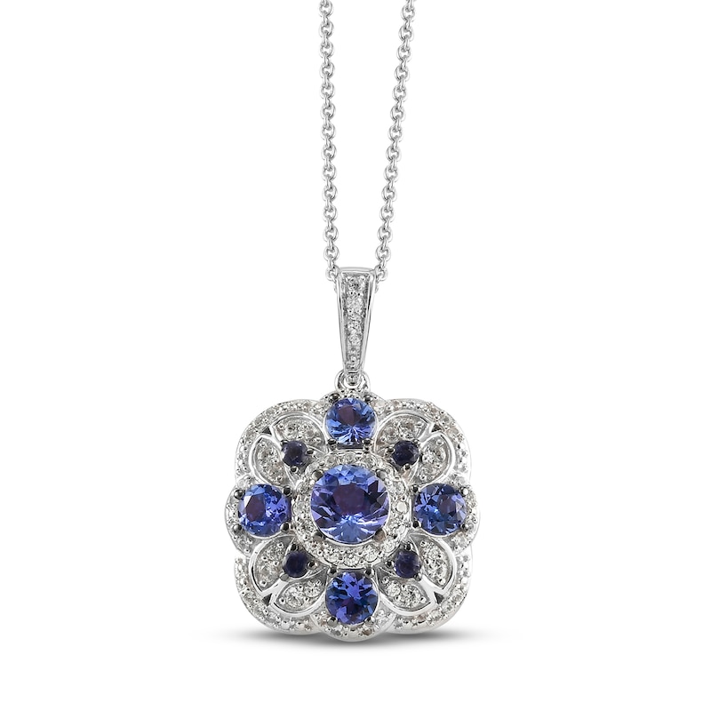 Main Image 1 of Tanzanite, Iolite & White Zircon Necklace Sterling Silver 18"
