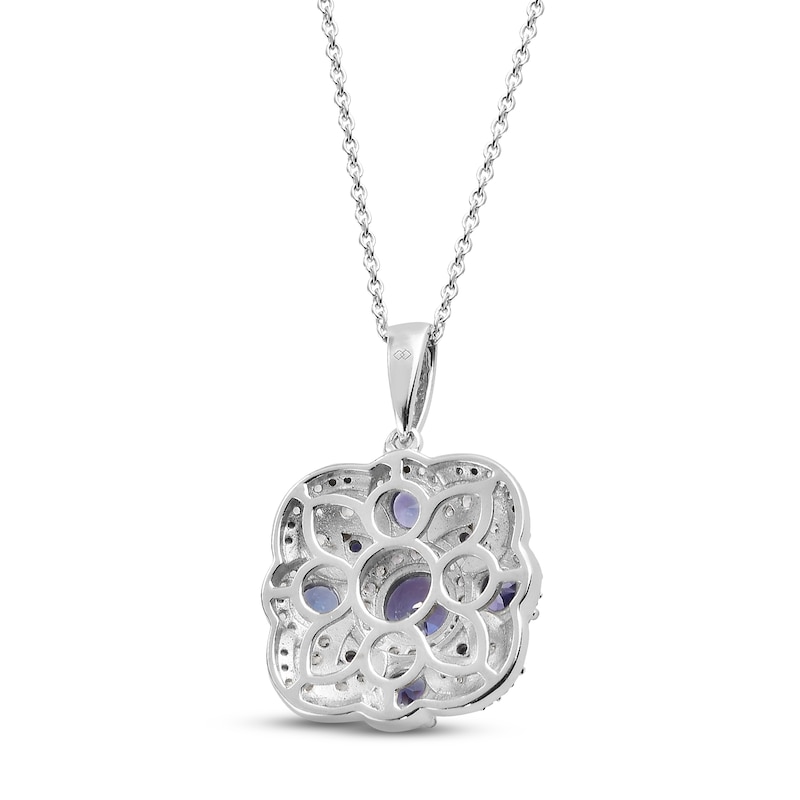 Main Image 3 of Tanzanite, Iolite & White Zircon Necklace Sterling Silver 18"
