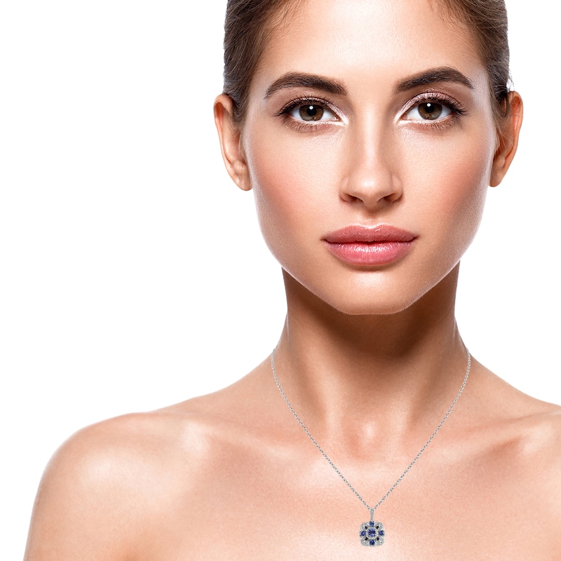 Main Image 4 of Tanzanite, Iolite & White Zircon Necklace Sterling Silver 18"