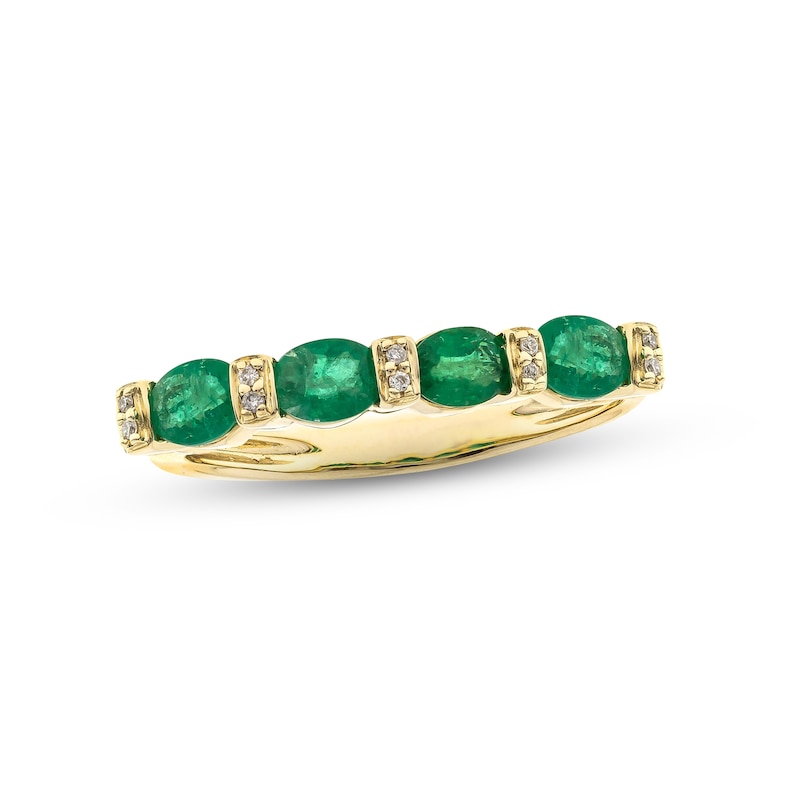 Main Image 1 of Emerald & Diamond Ring 1/20 ct tw Oval-cut 10K Yellow Gold
