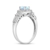 Thumbnail Image 2 of Oval-Cut Aquamarine & White Lab-Created Sapphire Halo Ring Sterling Silver