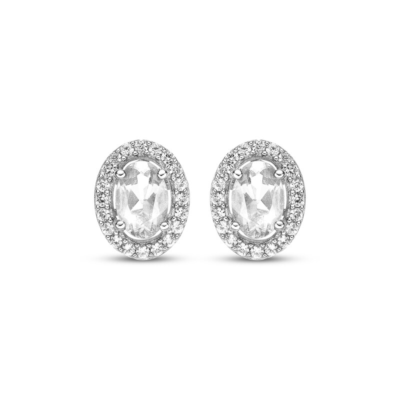 Oval-Cut White Lab-Created Sapphire Stud Earrings Sterling Silver