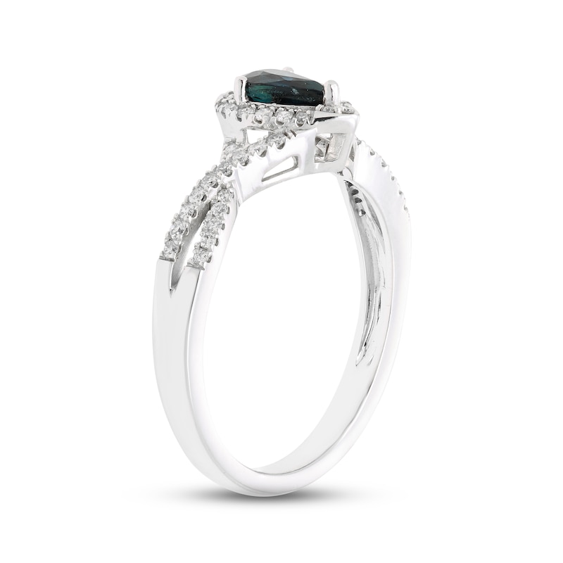 Main Image 2 of Blue Sapphire & Diamond Ring 1/6 ct tw 10K White Gold