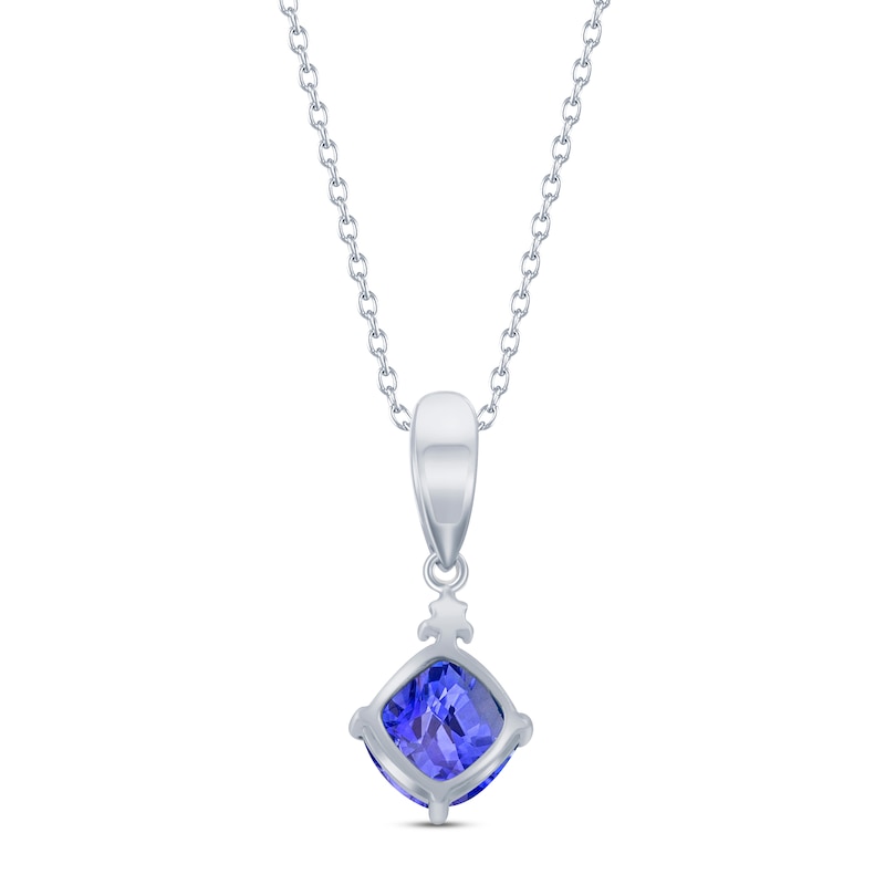 Main Image 2 of Blue Lab-Created Sapphire & Diamond Necklace Sterling Silver 18"
