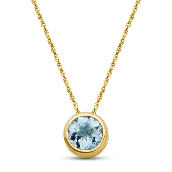 Aquamarine Necklace 10K Yellow Gold 18"