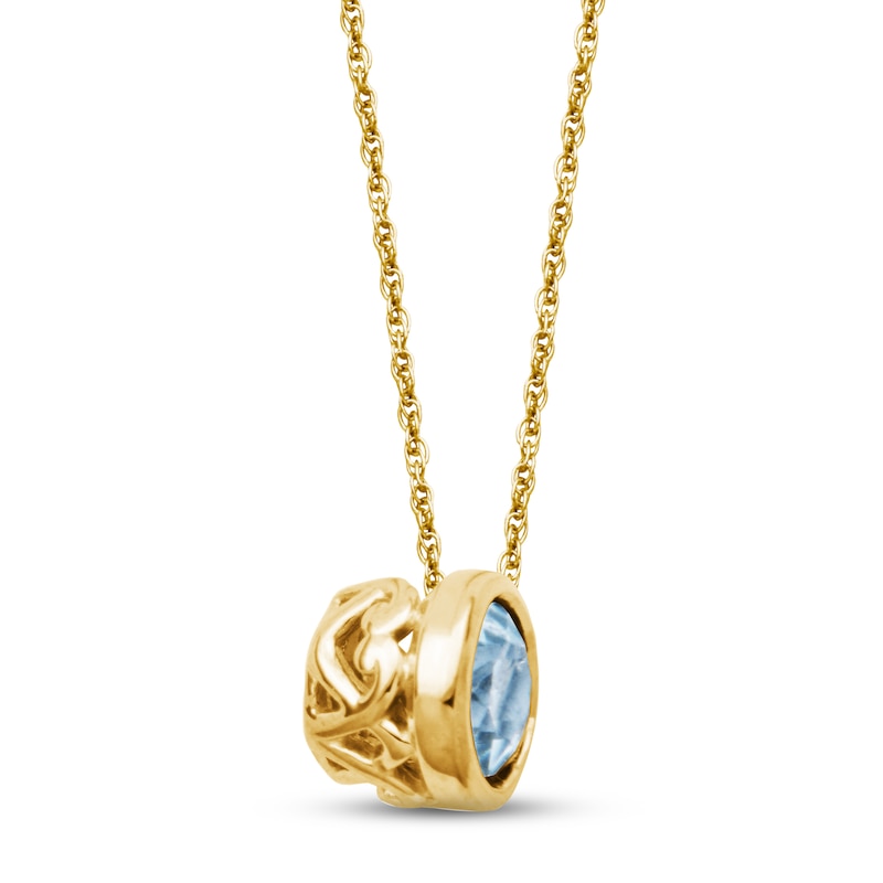 Main Image 2 of Aquamarine Necklace 10K Yellow Gold 18"
