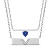 Thumbnail Image 1 of Blue & White Lab-Created Sapphire Bar Necklace Boxed Set Sterling Silver