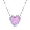 Thumbnail Image 0 of Pink Lab-Created Opal Inlay & White Lab-Created Sapphire Heart Necklace Sterling Silver 18"