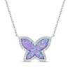 Thumbnail Image 1 of Lavender Lab-Created Opal Inlay & White Lab-Created Sapphire Butterfly Necklace Sterling Silver 18"