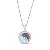 Thumbnail Image 1 of White & Black Lab-Created Opal Inlay & White Lab-Created Sapphire Yin-Yang Necklace Sterling Silver 18"