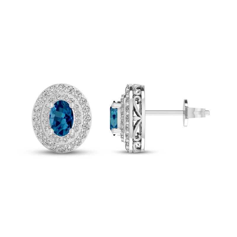 Blue & White Topaz Earrings Sterling Silver