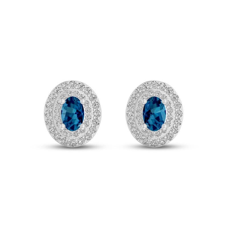 Blue & White Topaz Earrings Sterling Silver