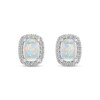 Lab-Created Opal & White Lab-Created Sapphire Earrings Sterling Silver