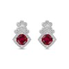 Thumbnail Image 1 of Lab-Created Ruby & White Lab-Created Sapphire Earrings Sterling Silver